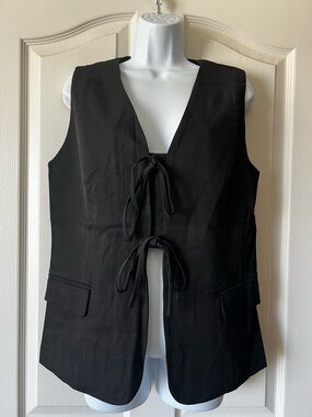 Black Tie-Front Vest